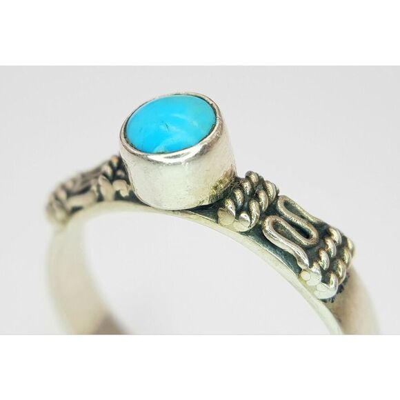 Vintage Sterling Silver Turquoise Snake Ring Size 8.5 - Picture 3 of 7